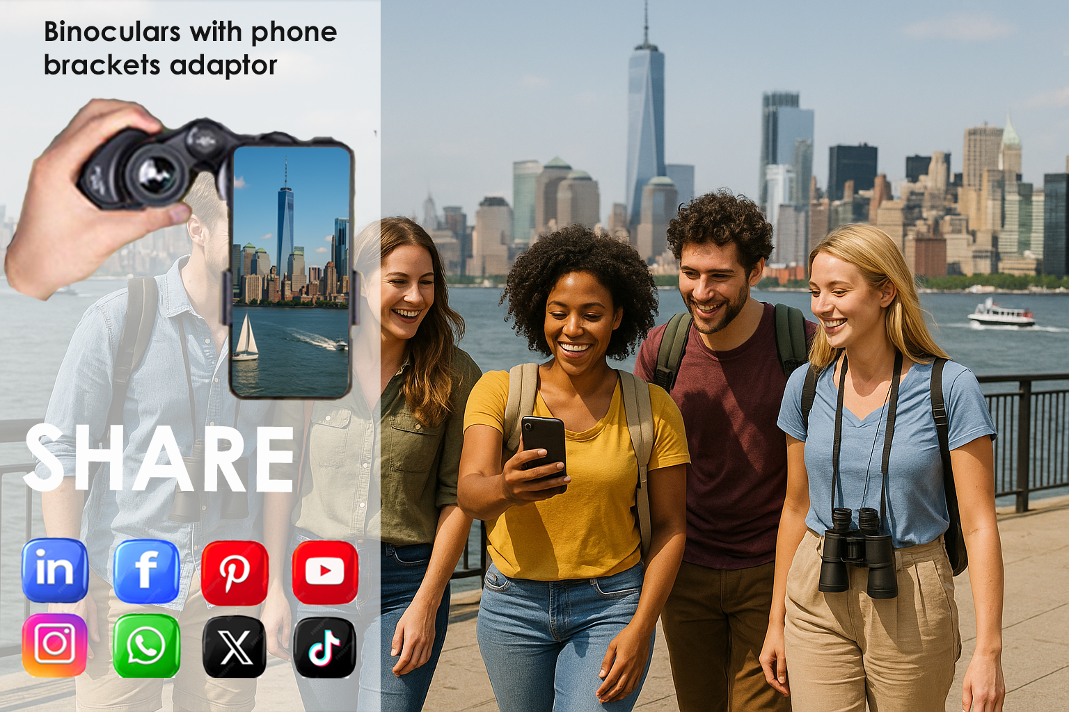 CB3008: 20x50 Binoculars with Phone Bracket Adaptor