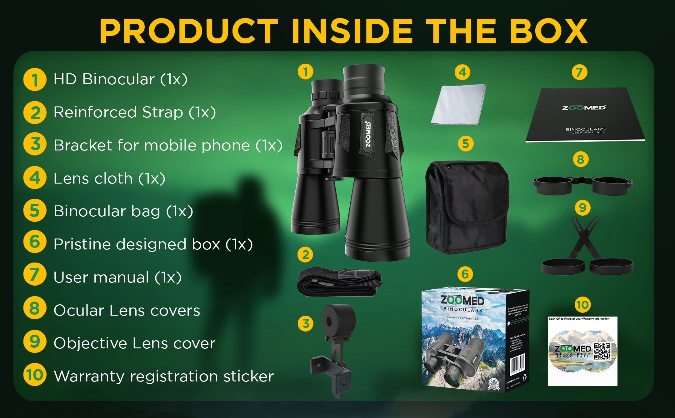 CB3008: 20x50 Binoculars with Phone Bracket Adaptor